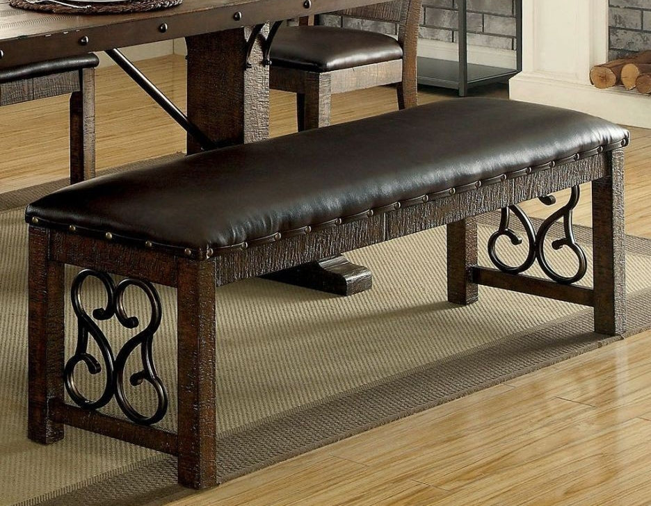 Paulina Rustic Walnut/Espresso Bench Aetna Stores