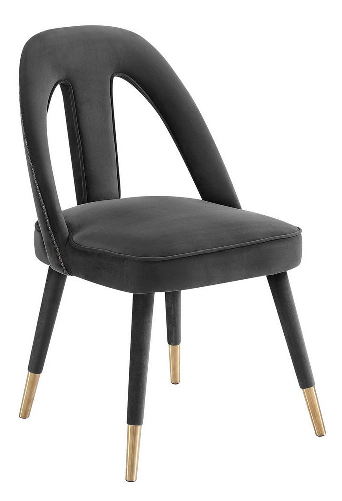 Petra Dark Grey Upholstered Velvet Side Chair