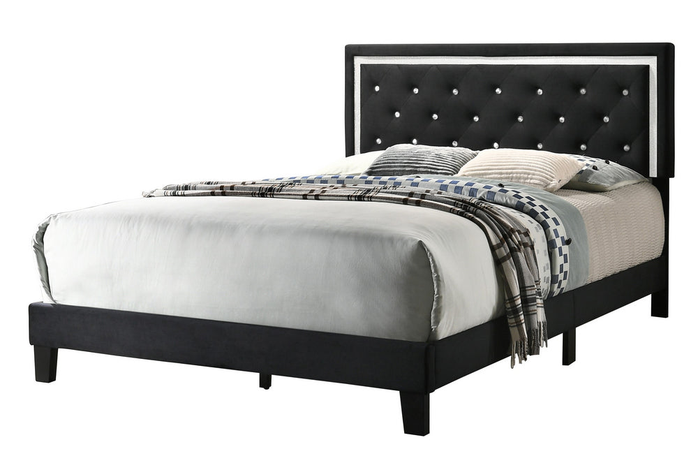 Presley Black Velvet Fabric Full Bed