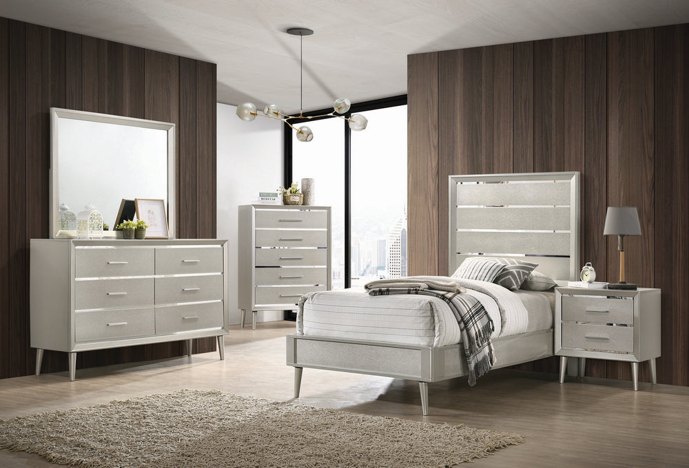 Ramon 5-Pc Metallic Sterling Wood Twin Bedroom Set