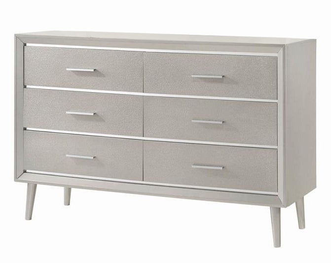 Ramon Metallic Sterling Wood 6-Drawer Dresser