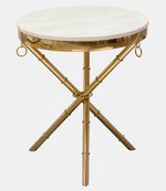 Reed White Genuine Marble/Metal Round Accent Table