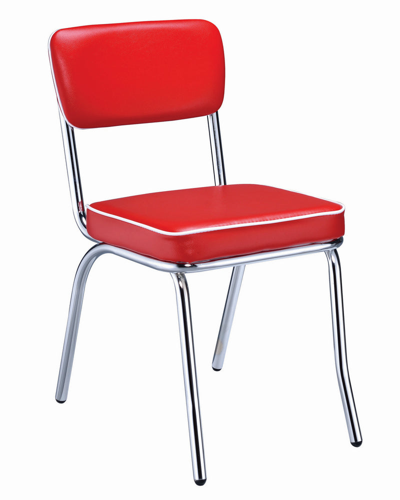 Retro 2 Red Leatherette/Chrome Finished Metal Side Chairs