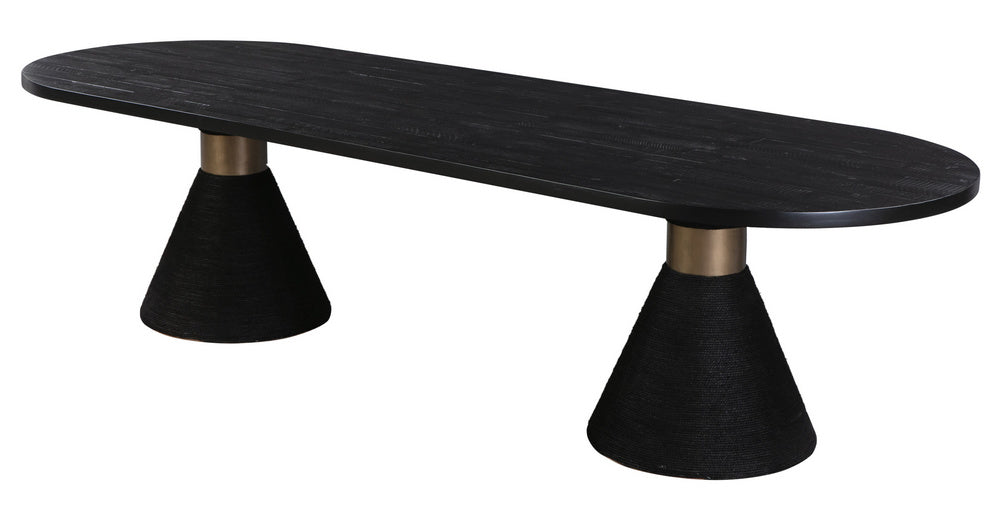 Rishi Black Wood/Rope Oval Dining Table (Oversized)