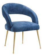 Rocco Modern Slub Navy Velvet/Metal Arm Chair