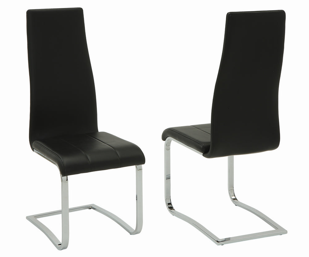 Rosalia 4 Black Leatherette/Chrome Metal Side Chairs