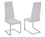 Rosalia 4 White Leatherette/Chrome Metal Side Chairs
