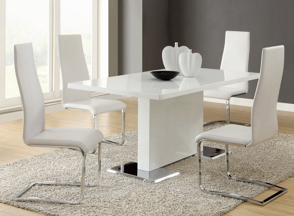 Rosalia 5-Pc White Wood/Leatherette Dining Table Set