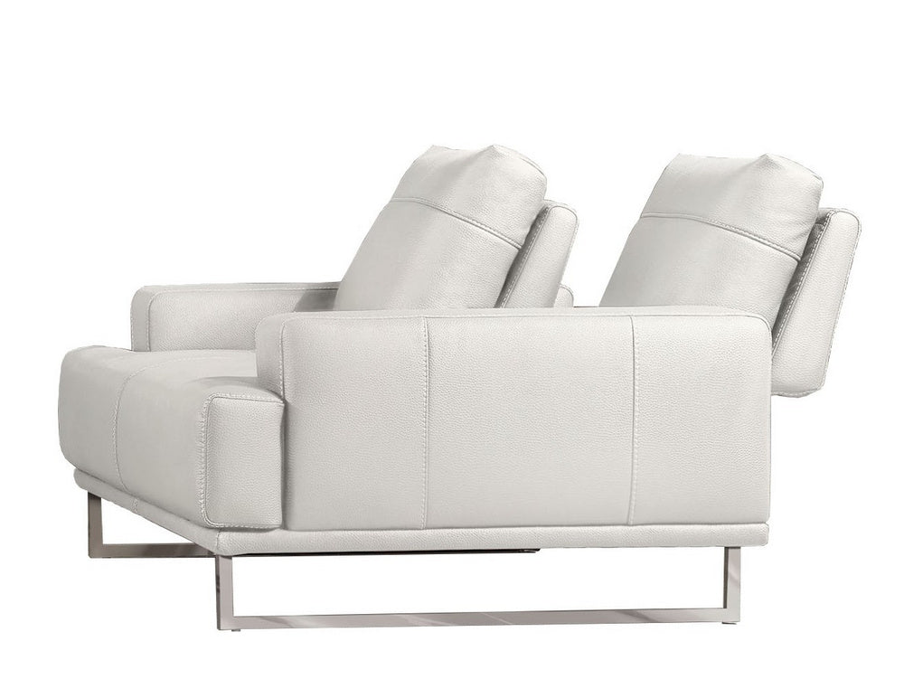 Russo White Air Leather Loveseat with Adjustable Backs