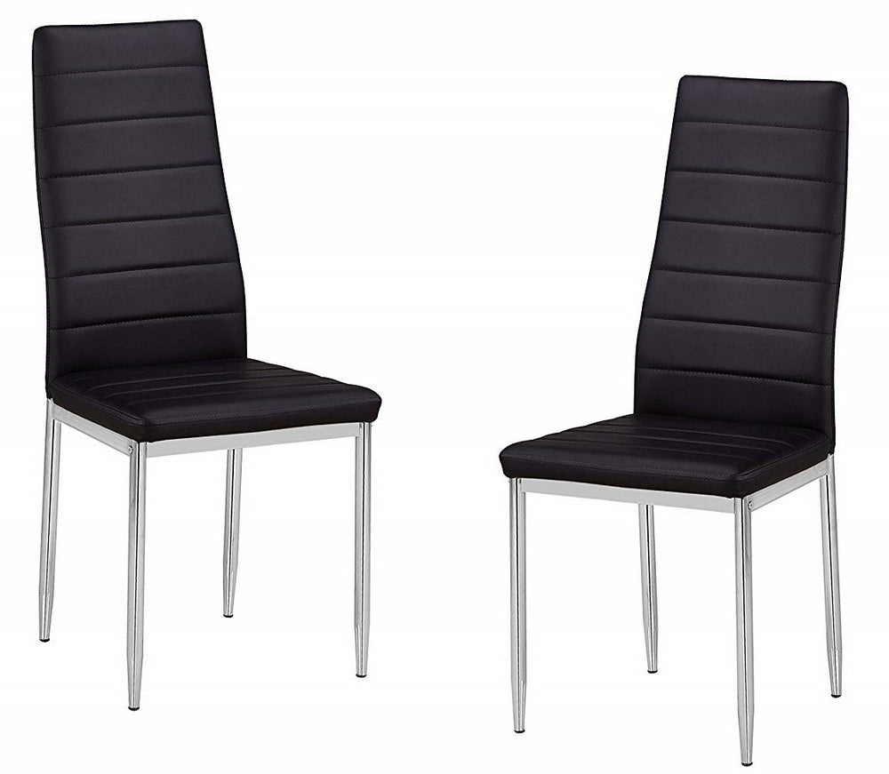 Ryann 2 Black Leather-Like/Metal Side Chairs