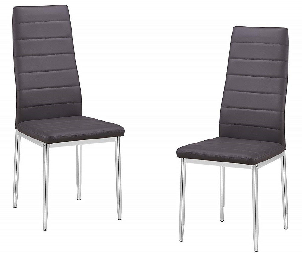 Ryann 2 Grey Leather-Like/Metal Side Chairs