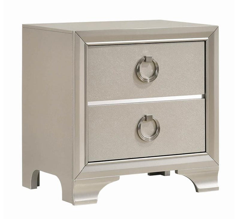 Salford Metallic Sterling Wood 2-Drawer Nightstand