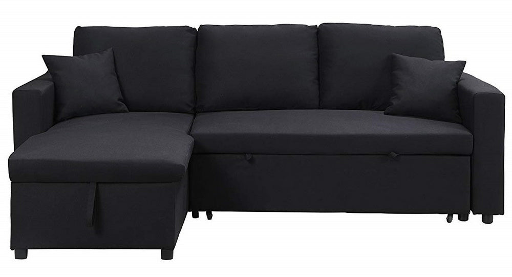 Sandy Black Reversible Sectional with Pull-Out Bed