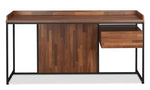 Sara Walnut Wood/Sandy Black Metal Desk with Drawer