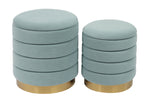 Saturn 2 Sea Blue Velvet Storage Ottomans