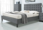 Saveria 2-Tone Gray PU Leather King Bed