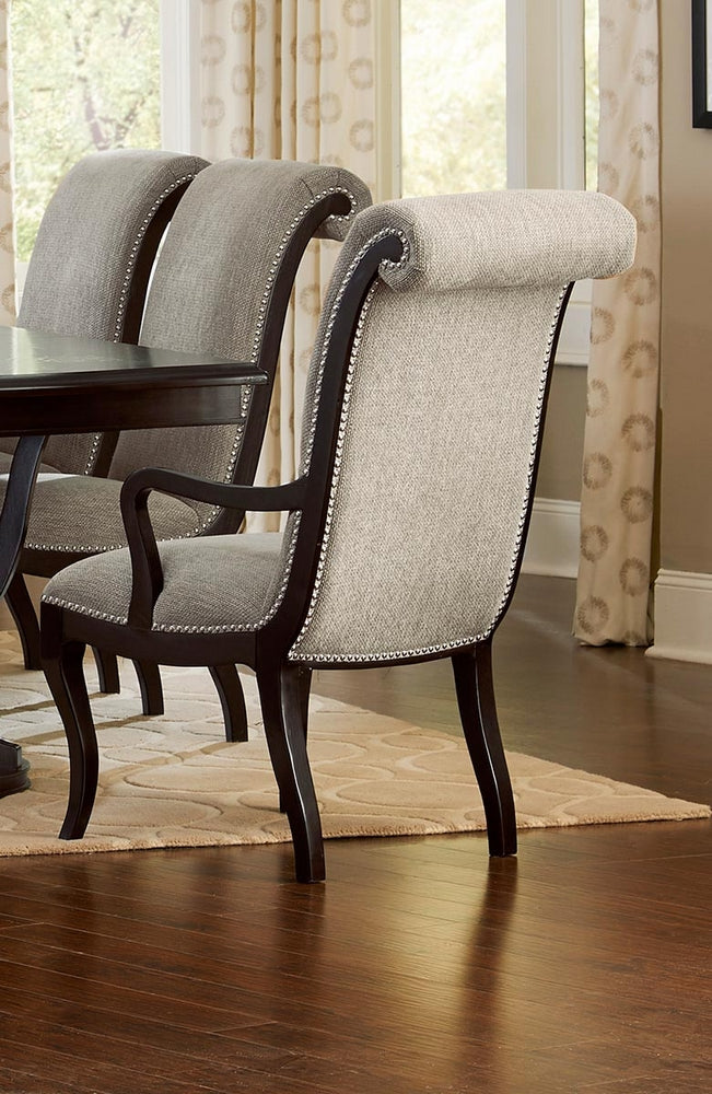 Savion 2 Neutral/Espresso Fabric Arm Chairs