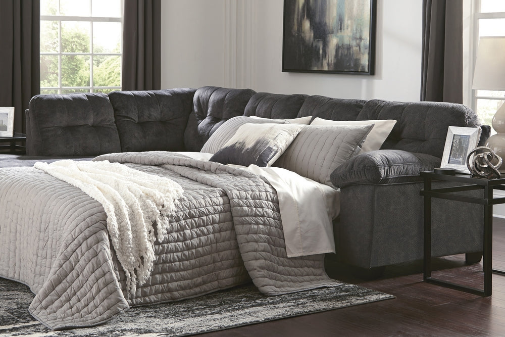 Accrington 2-Pc Granite Fabric LAF Sectional Sofa with Sleeper