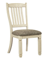 Bolanburg 2 Antique White Wood/Brown Fabric Side Chairs