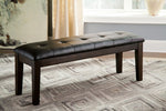 Haddigan Dark Brown Faux Leather/Wood Large Dining Bench