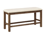 Moriville Beige Fabric/Grayish Brown Wood Counter Height Bench