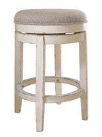 Realyn Neutral Fabric/Chipped White Wood Swivel Counter Height Stool