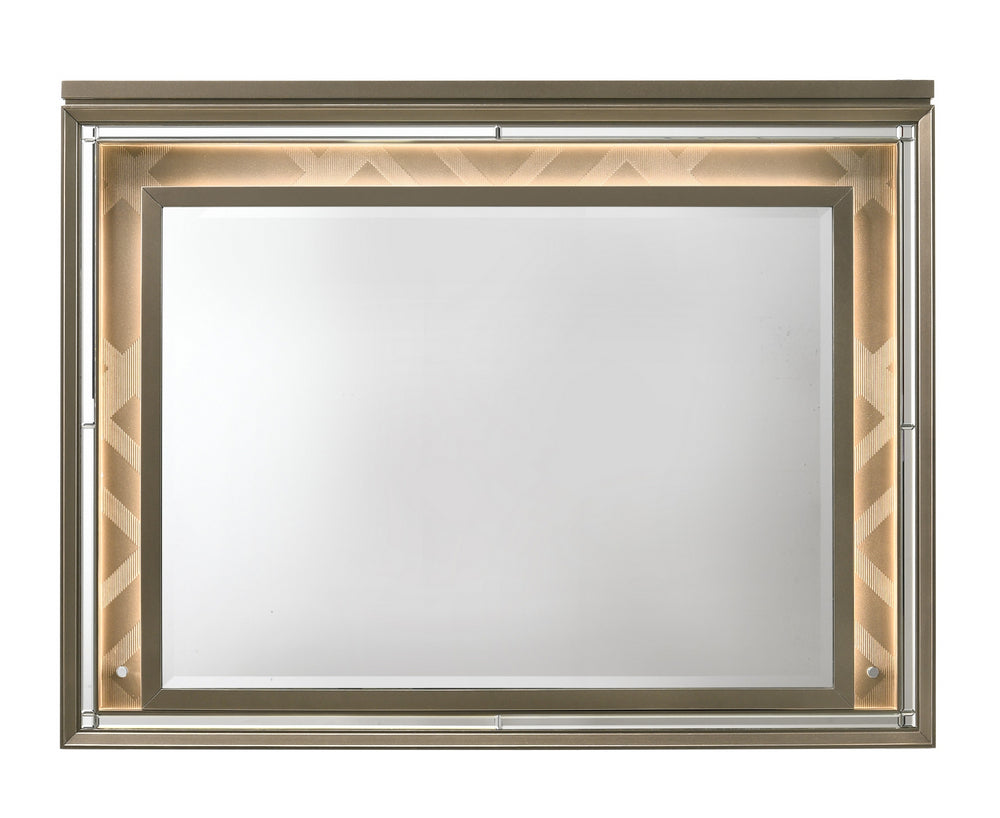 Skylar Dark Champagne Wood Dresser Mirror with LED