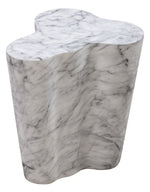 Slab White Marble Finish Concrete Short Side Table