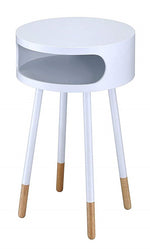 Sonria White Wood/Metal Round Side Table