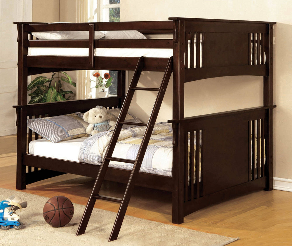 Spring Greek Dark Walnut Wood Full Bunk Bed