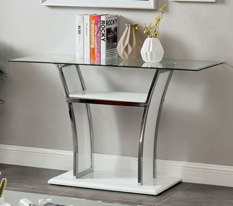 Staten Glossy White Wood Console Table