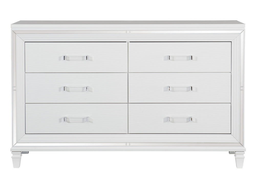 Tamsin White Metallic Finish Wood 6-Drawer Dresser