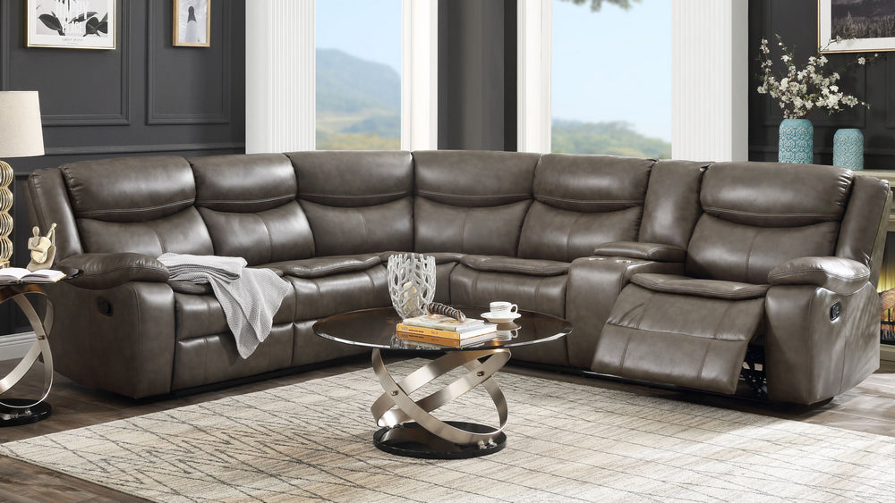 Tavin 3-Pc Taupe Leather-Air Match Manual Recliner Sectional by Acme