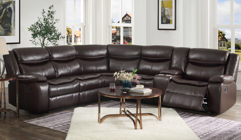 Tavin 3Pc Espresso Leather-Air Match Manual Recliner Sectional