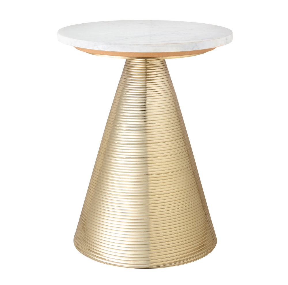 Tempo White Marble/Gold Metal Side Table