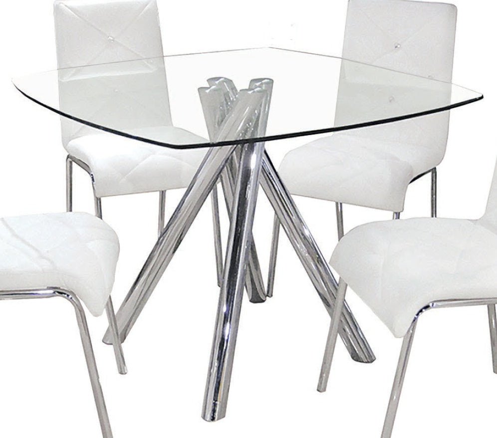 Valarie Clear Glass/Chrome Dining Table
