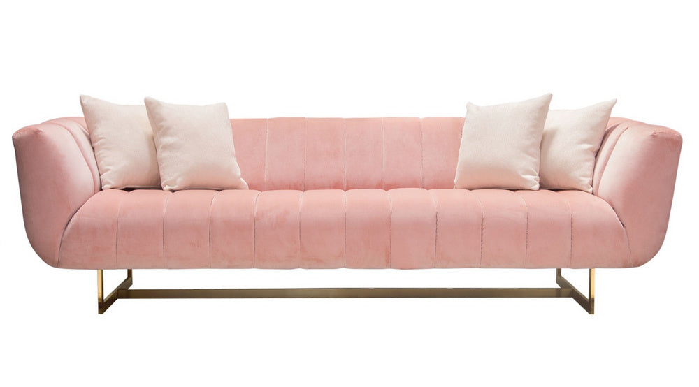 Venus Blush Pink Velvet Tufted Sofa (Oversized)