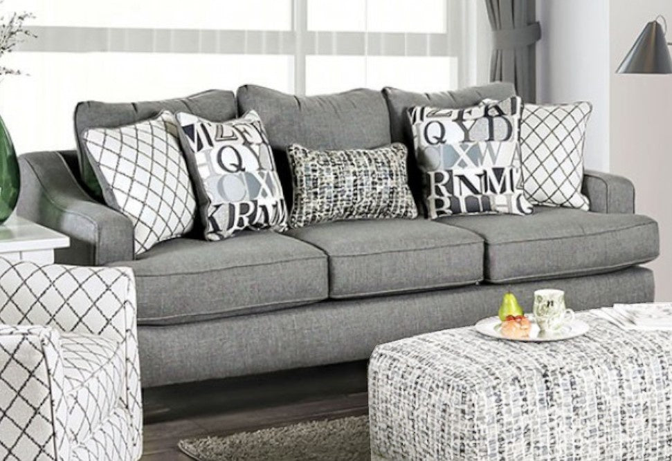 Verne Bluish Gray Linen-Like Fabric Sofa