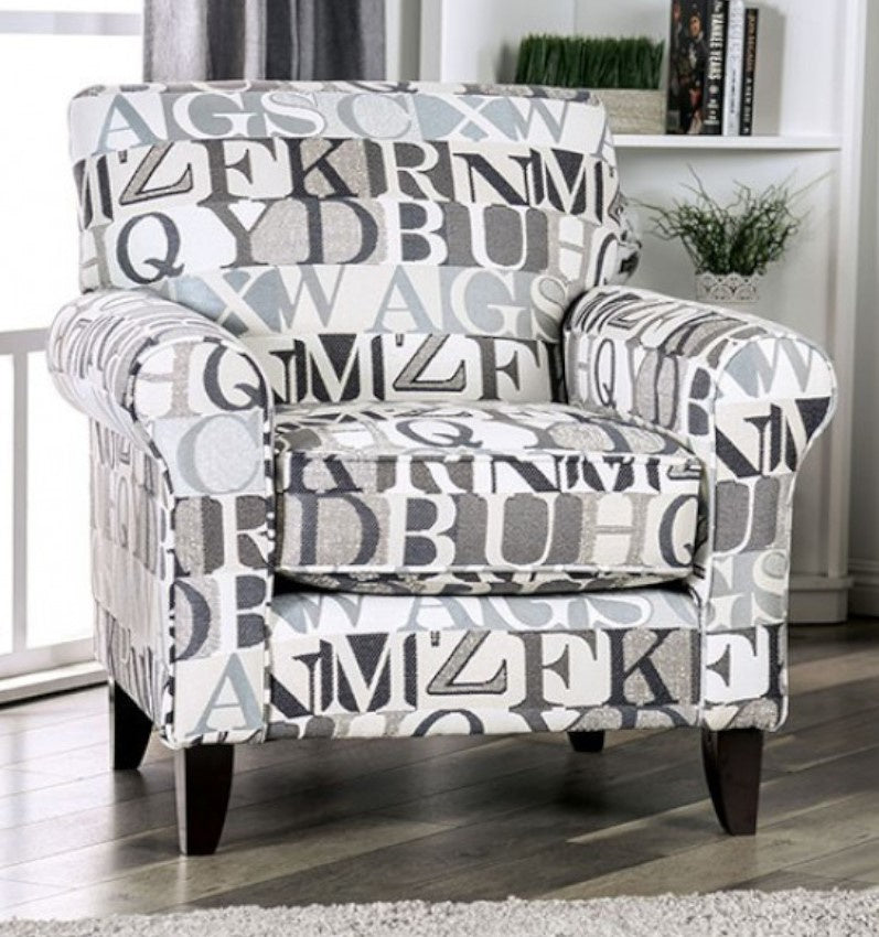 Verne Letter Pattern Linen-Like Fabric Chair