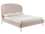 Vivi Modern Blush Velvet King Platform Bed