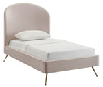 Vivi Modern Blush Velvet Twin Platform Bed