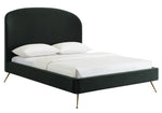 Vivi Modern Forest Green Velvet Queen Platform Bed