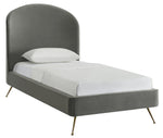 Vivi Modern Grey Velvet Twin Platform Bed