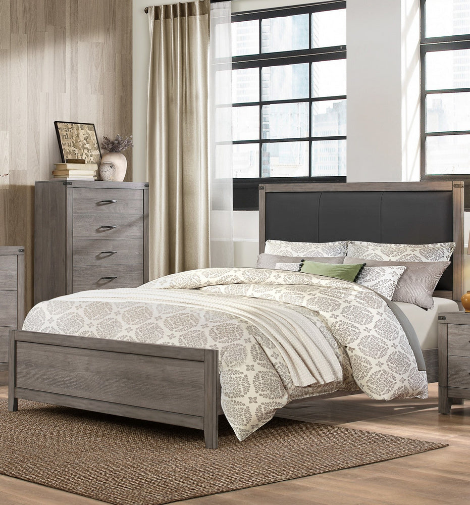 Woodrow Gray/Black Melamine Laminate Queen Bed