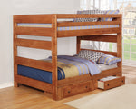 Wrangle Hill Amber Wash Wood Full/Full Bunk Bed with Storage