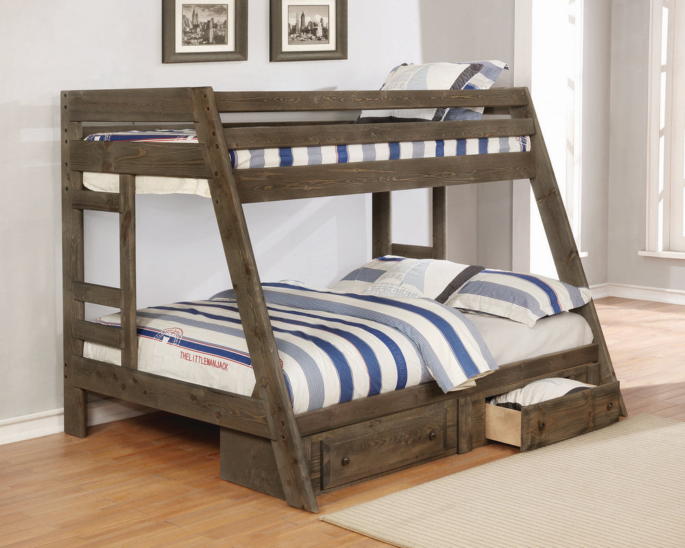 Wrangle Hill Gunsmoke Wood Twin/Full Bunk Bed with Storage