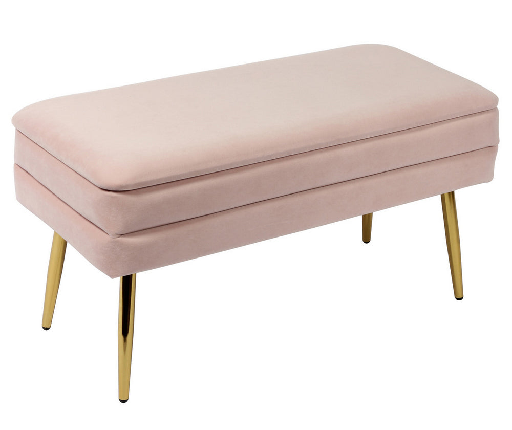 Ziva Blush Velvet Storage Bench