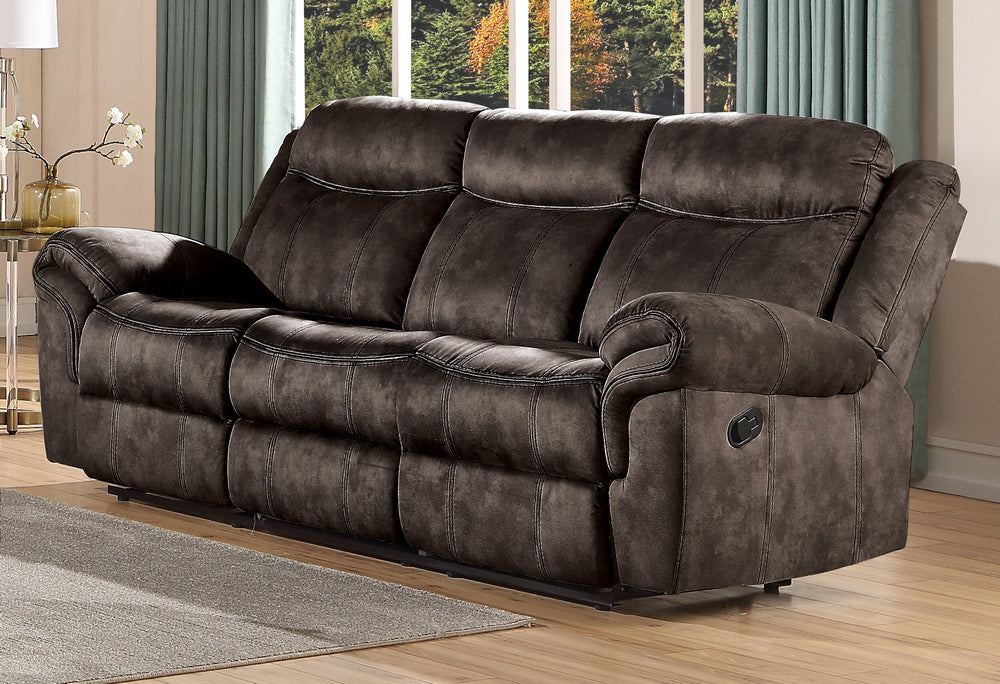 Zubaida 2-Tone Chocolate Velvet Manual Recliner Sofa