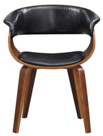 Adelia Black PU Leather/Wood Arm Chair