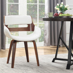 Adelia White Faux Leather/Wood Arm Chair